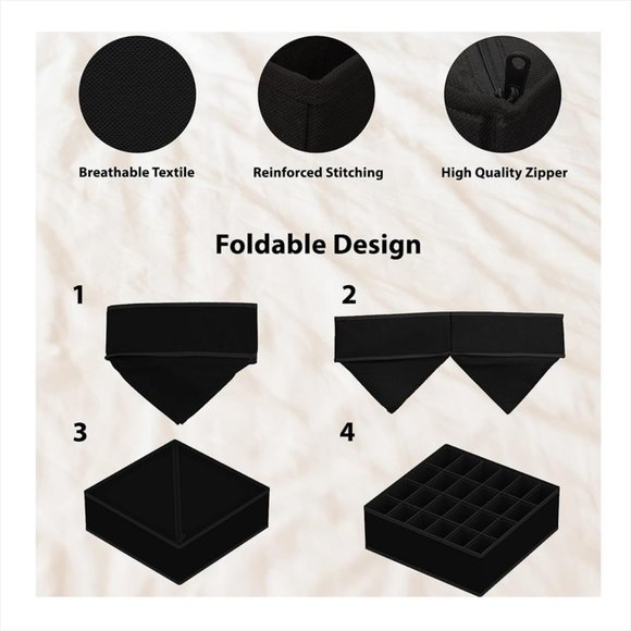 Black Canvas Small Cube Storage Bin NEW - Picture 3 of 6